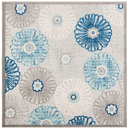Safavieh 8 x 8 ft. Cabana Indoor & Outdoor Square Power Loomed Rug Grey & Blue CBN801F-8SQ
